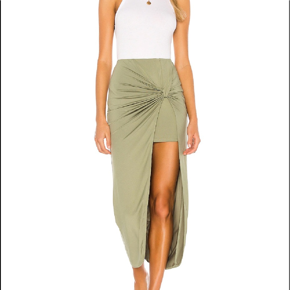 Revolve superdown olive green Marie midi skirt